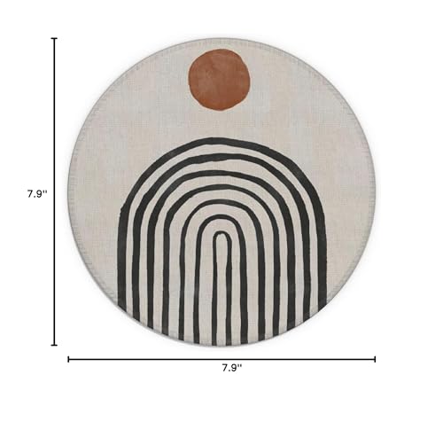 Knibeo Boho Round Mouse Pad  7.9 X 7.9 Inch Waterproof Rubber Neutral Mouse Pad Small  Boho Desk Decor  Minimalist Desk Accessories  Boho Office Supplies  Western Desk Decor for Women - Image 4